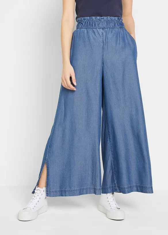 Pantalon palazzo, bas de jambes fendus, longueur 7/8, bonprix