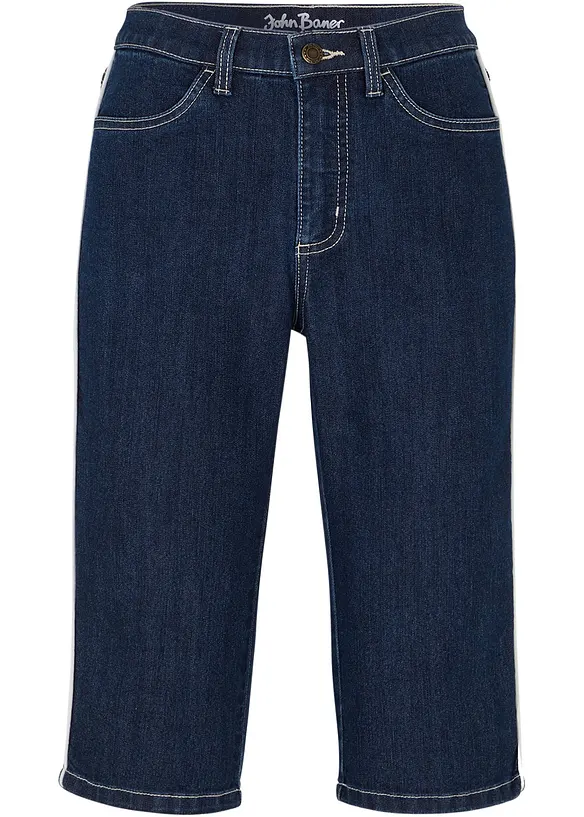 Bermuda slim en jean, taille haute, bonprix
