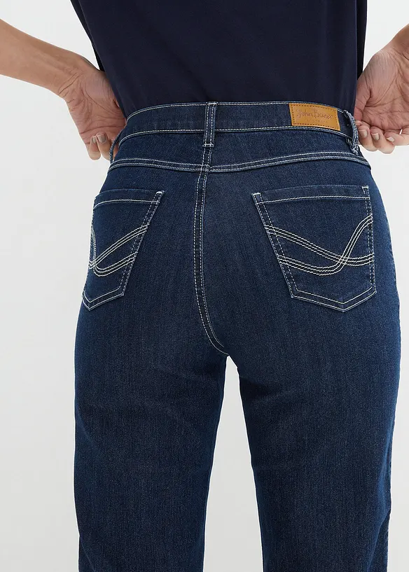 Bermuda slim en jean, taille haute, bonprix