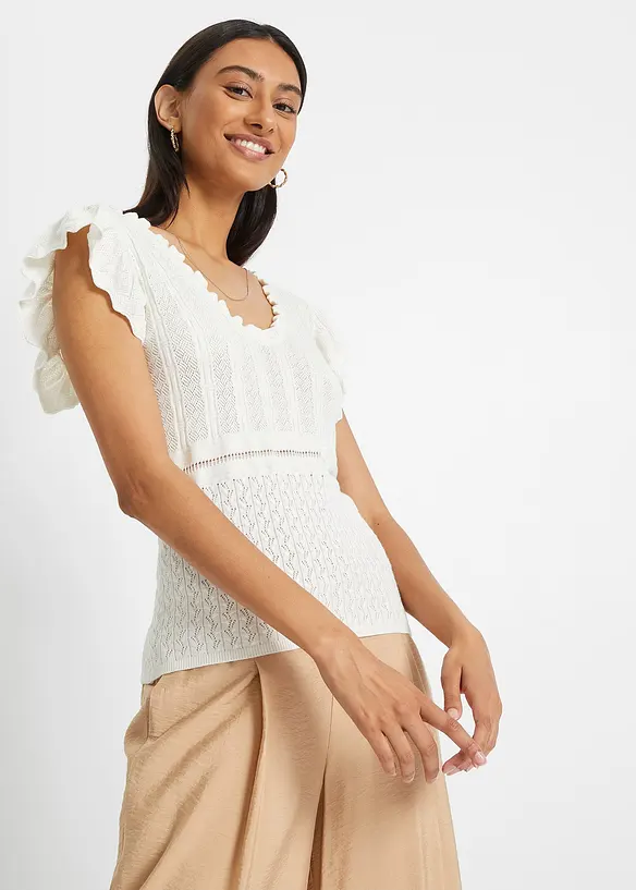 T-shirt fluide en maille ajourée, bonprix