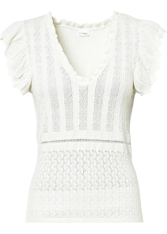 T-shirt fluide en maille ajourée, bonprix