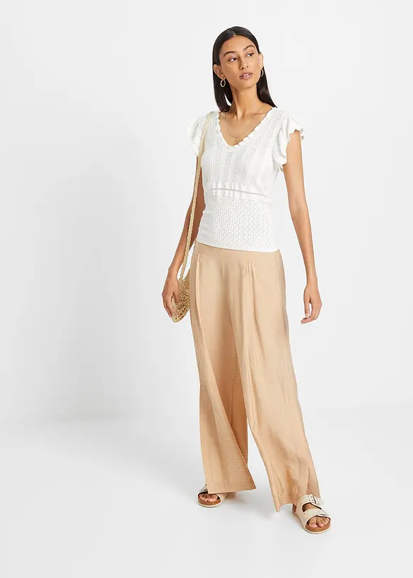 T-shirt fluide en maille ajourée, bonprix