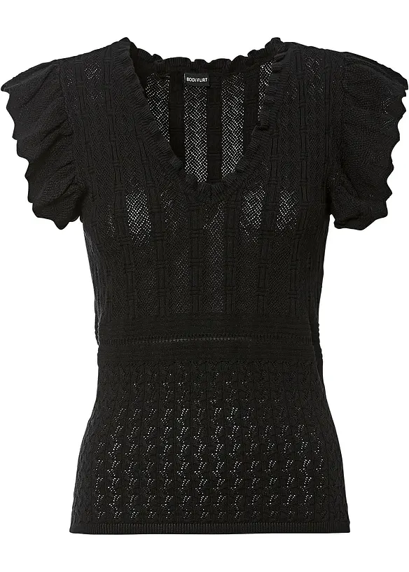 T-shirt fluide en maille ajourée, bonprix