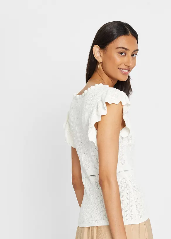 T-shirt fluide en maille ajourée, bonprix