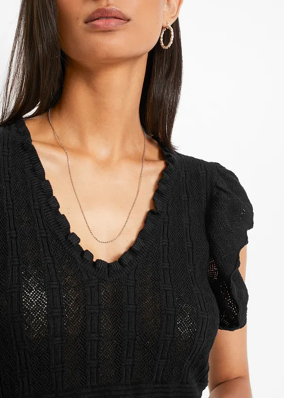 T-shirt fluide en maille ajourée, bonprix