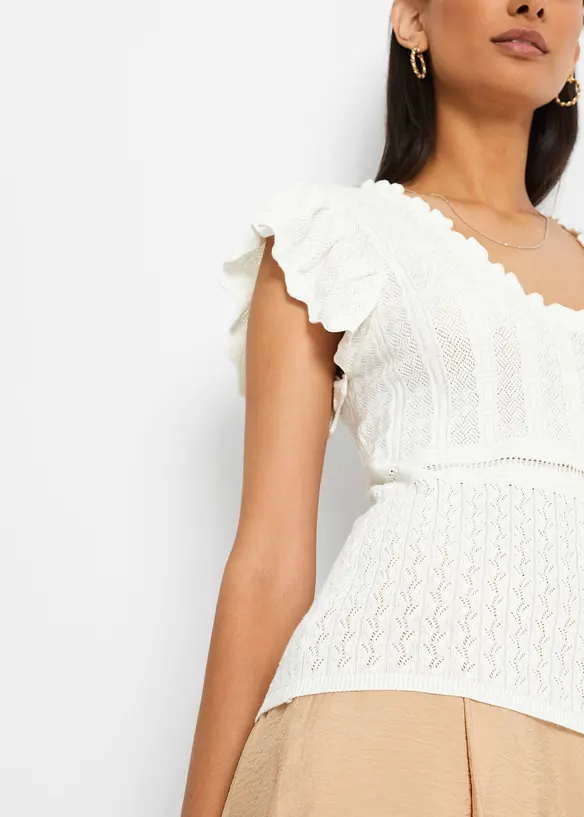 T-shirt fluide en maille ajourée, bonprix