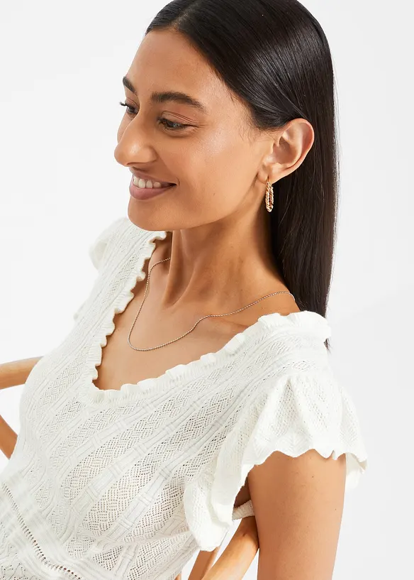 T-shirt fluide en maille ajourée, bonprix