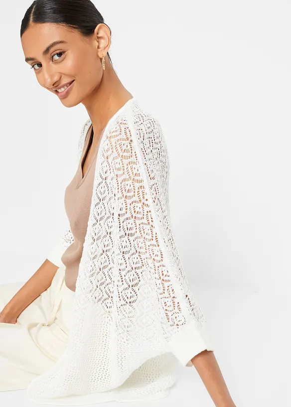 Longstrickjacke mit Lochmuster, bonprix