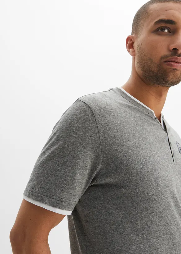 Henleyshirt, Kurzarm (2er Pack) aus reiner Bio-Baumwolle, bonprix