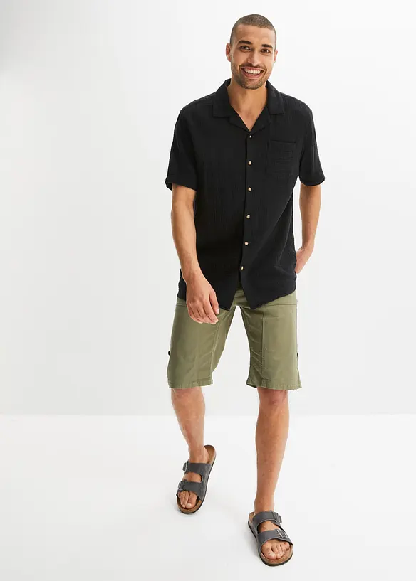 Kurzarmhemd aus Musselin in Regular Fit, bonprix