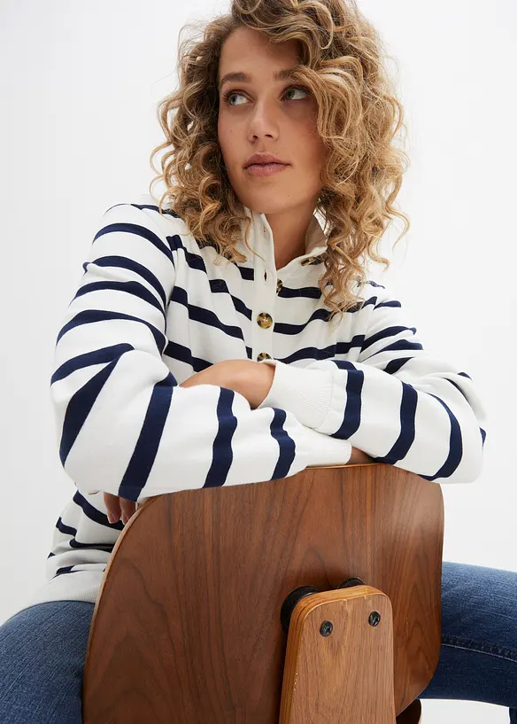 Longsweatshirt mit Troyer-Kragen, bonprix