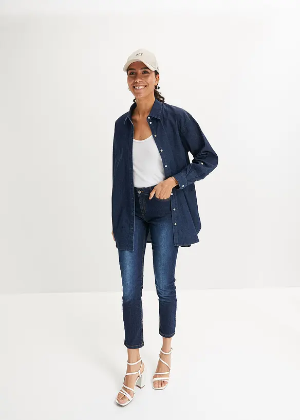 Jean slim taille mi-haute, cropped, bonprix