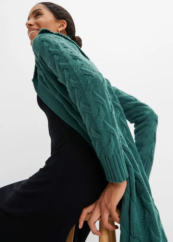 Langer Strickmantel aus Zopfstrick, bonprix