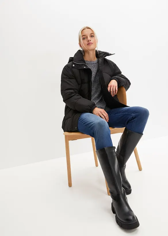 Pull en maille chin&eacute;e &agrave; col rond, bonprix