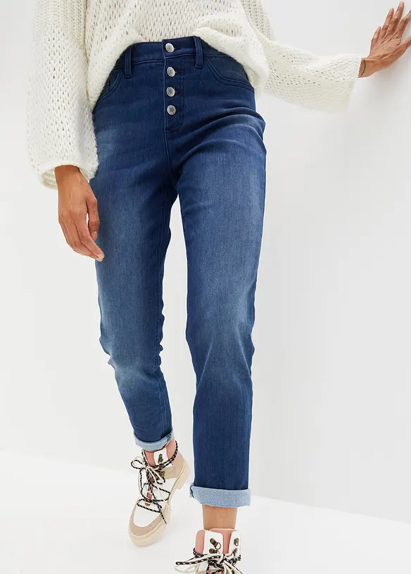 Jean thermique boyfriend taille mi-haute avec intérieur doux, bonprix
