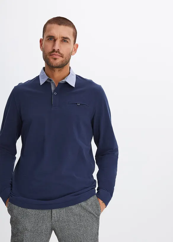 Piqué-Poloshirt Langarm, bonprix