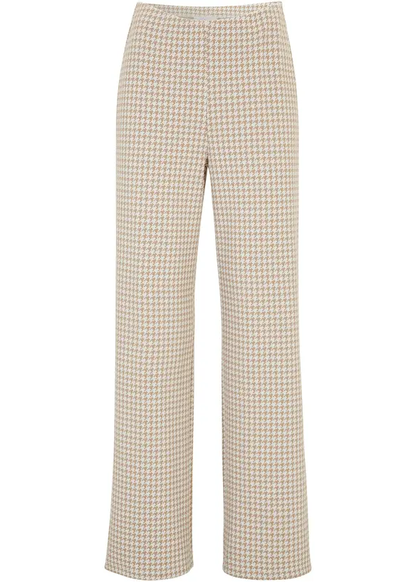 Pantalon extensible à motif pied-de-poule, Wide leg, bonprix