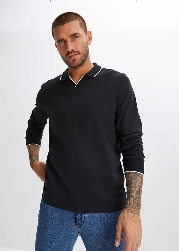 Polo manches longues 100% coton, bonprix