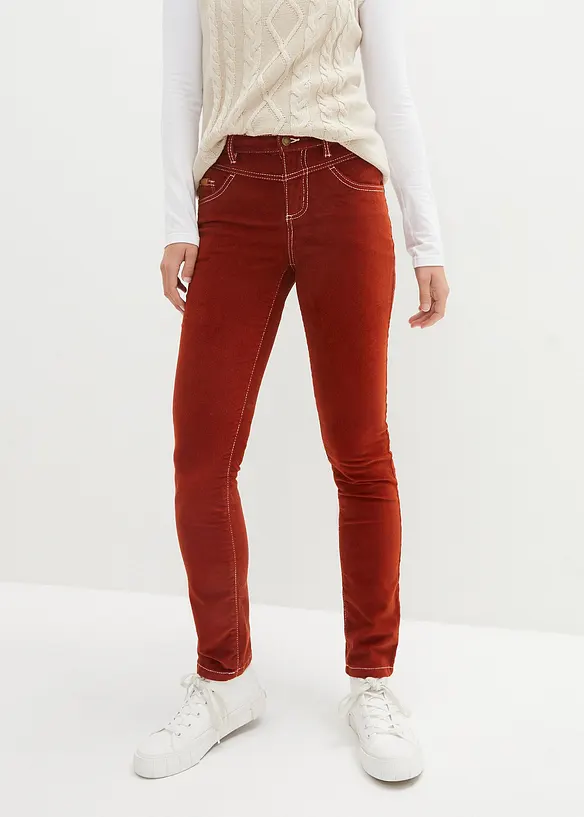 Pantalon slim en velours c&ocirc;tel&eacute; extensible, bonprix