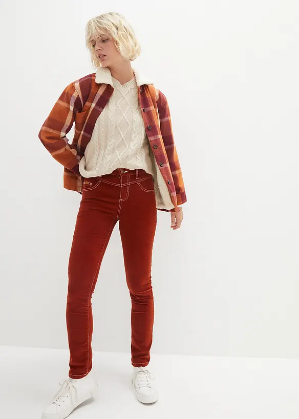 Pantalon slim en velours c&ocirc;tel&eacute; extensible, bonprix