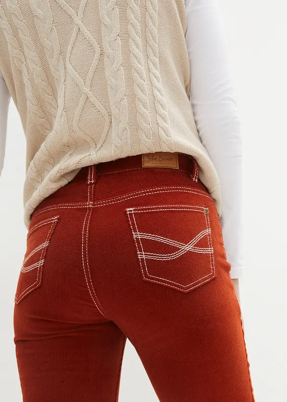 Pantalon slim en velours c&ocirc;tel&eacute; extensible, bonprix