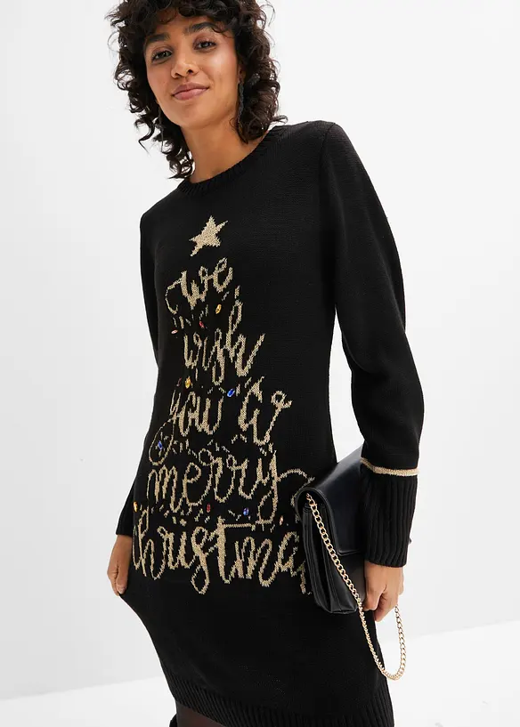 Strickkleid mit Weihnachtsmotiv, bonprix