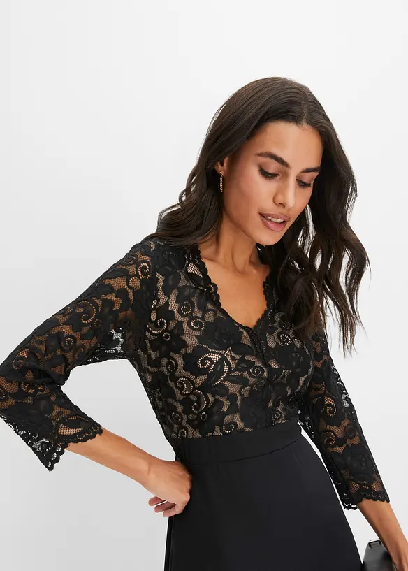 Robe en voile et dentelle, bonprix