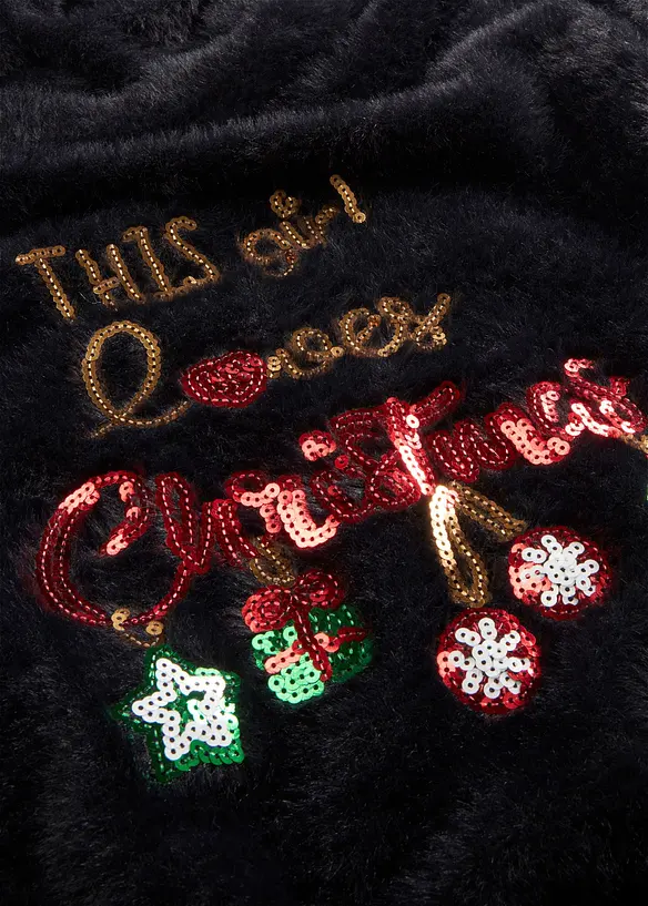 Pull épaules dégagées avec motif de Noël, bonprix