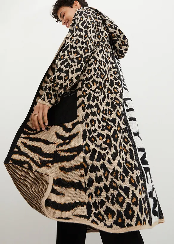 Manteau en maille avec sequins et capuche, bonprix