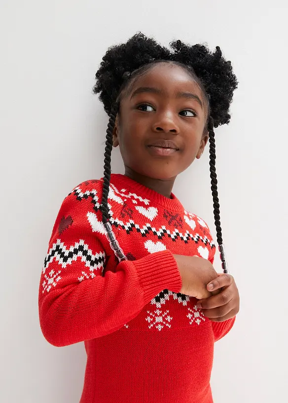 Robe en maille fille à motif norvégien, bonprix