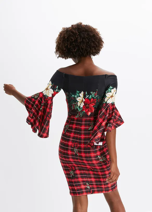 Robe Bardot de Noël en néoprène épais, bonprix
