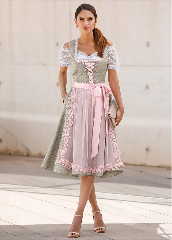 Blouse Dirndl à manches Carmen en dentelle, bonprix