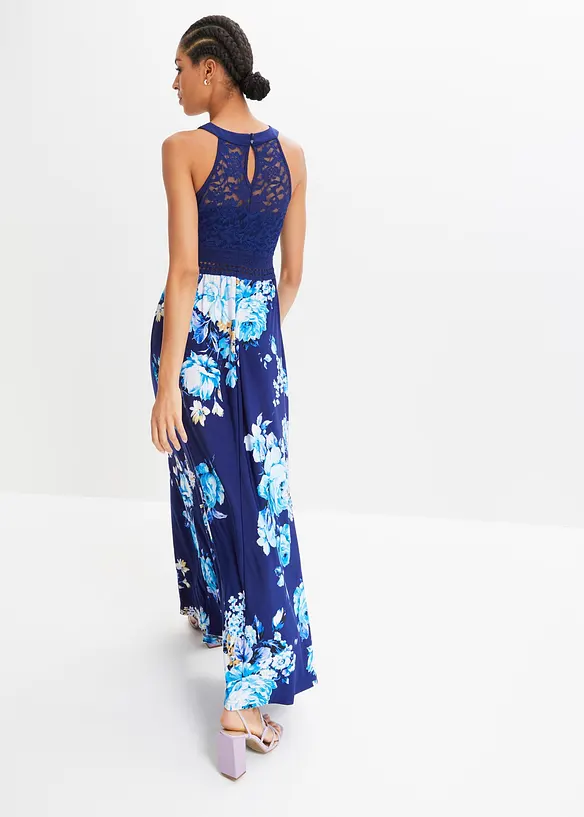 Maxikleid mit Blumen-Print und Spitze, bonprix
