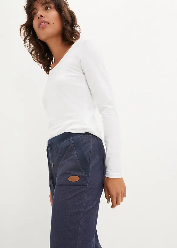 Pantalon 7/8 en molleton aspect jean, bonprix