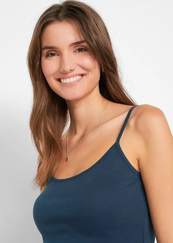 Lot de 3 tops à fines bretelles 100% coton, bonprix