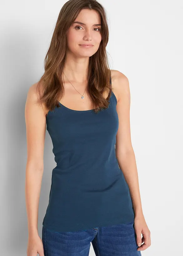 Lot de 3 tops à fines bretelles 100% coton, bonprix