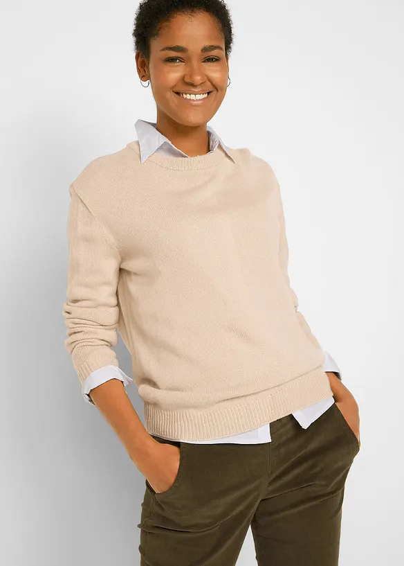 Strick-Pullover mit Rundhals-Ausschnitt, bonprix