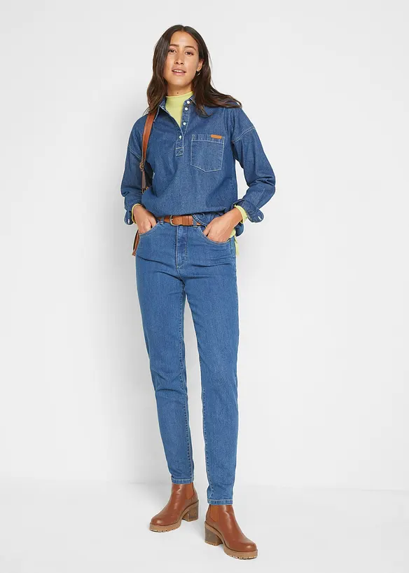 Jean mom taille haute, extensible, bonprix