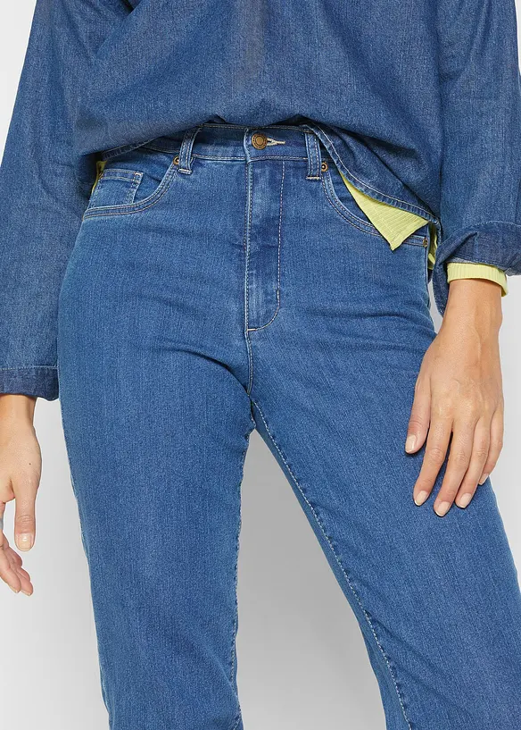 Jean mom taille haute, extensible, bonprix