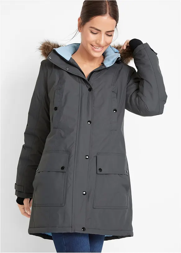 wasserdichte Funktions-Outdoor-Longjacke mit Kapuze, bonprix
