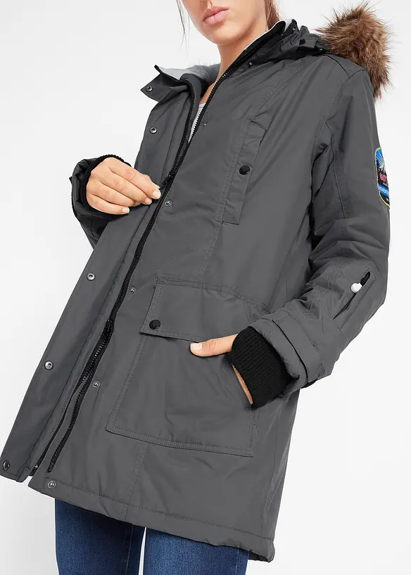 wasserdichte Funktions-Outdoor-Longjacke mit Kapuze, bonprix