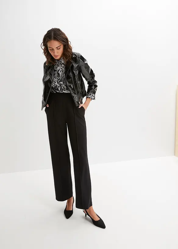 Pantalon en interlock épais, taille élastiquée, bonprix