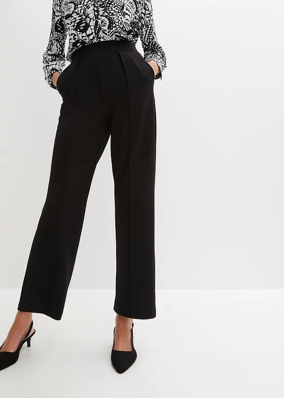 Pantalon en interlock épais, taille élastiquée, bonprix
