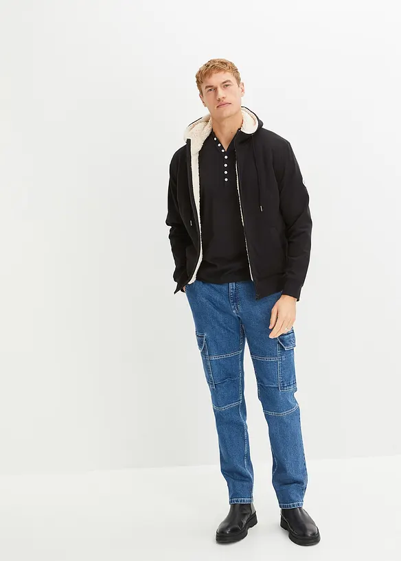 Langarm-Henleyshirt aus reiner Bio-Baumwolle, Slim Fit, bonprix