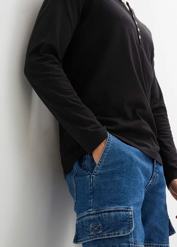 Langarm-Henleyshirt aus reiner Bio-Baumwolle, Slim Fit, bonprix