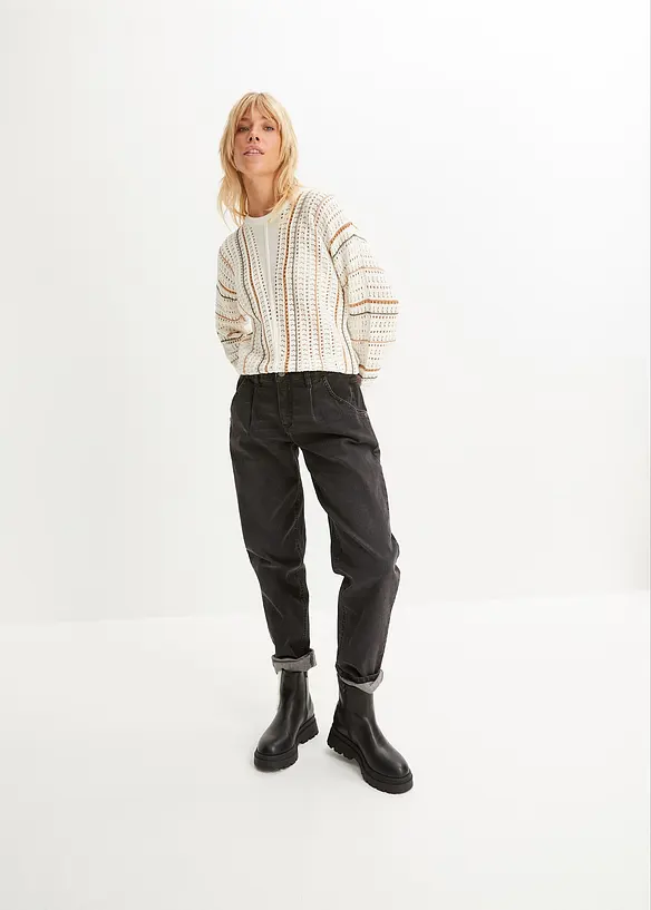 Barrel-Jeans, Mid Waist, Stretch, bonprix