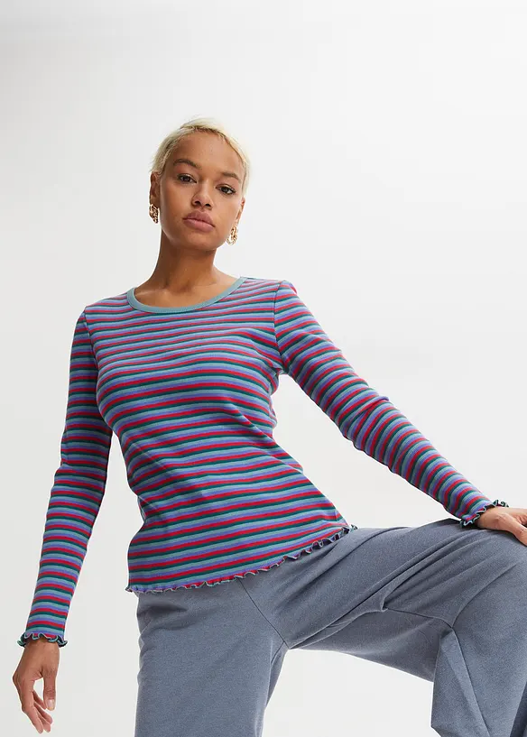 Rippshirt gestreift aus Bio-Baumwolle, bonprix