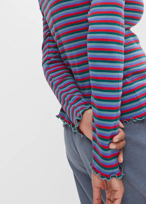 Rippshirt gestreift aus Bio-Baumwolle, bonprix