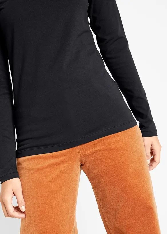 Lot de 2 T-shirts manches longues 100% coton, bonprix