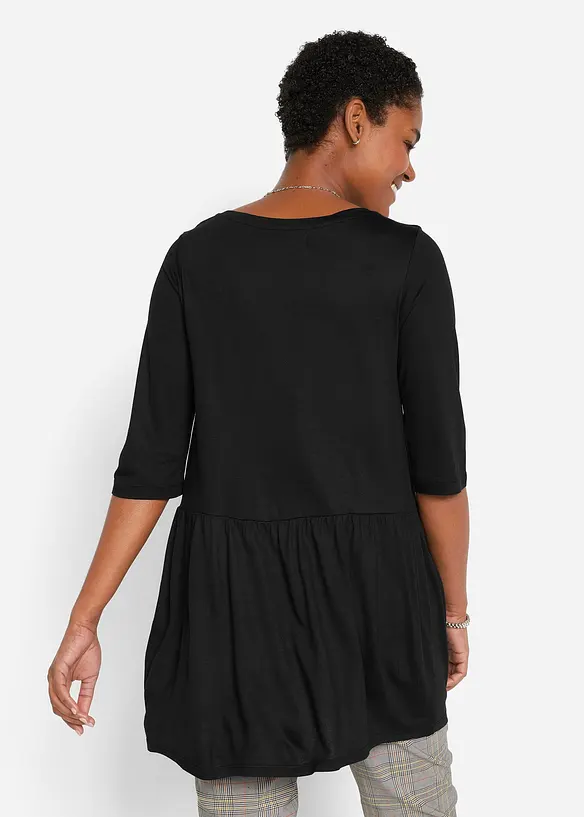 T-shirt long en viscose, base volantée, bonprix